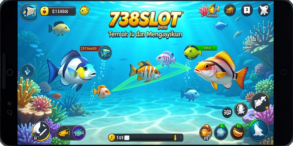 Tampilan gameplay 738SLOT yang menampilkan aksi Tembak Ikan yang seru.
