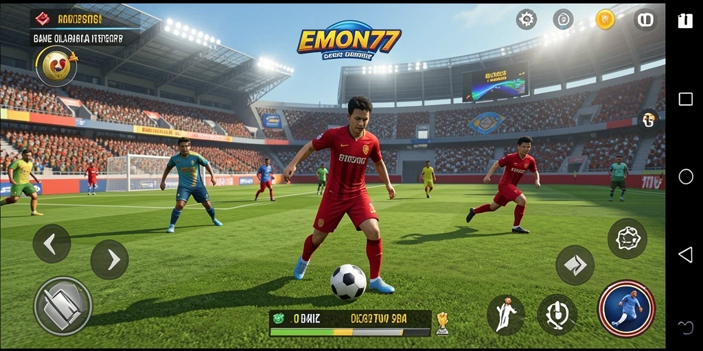 Screenshot gameplay EMON77 menampilkan aksi olahraga yang mendebarkan.