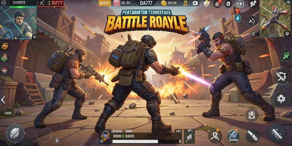 Tampilan aksi seru di IDA777 dalam game Battle Royale.