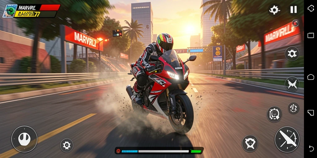 Gameplay seru dan menegangkan dalam balapan motor.