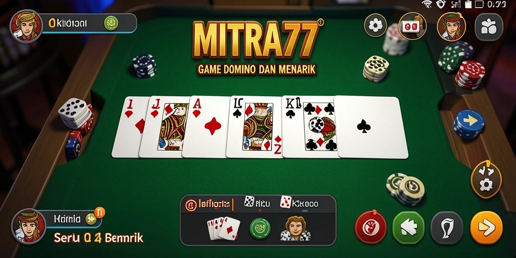 Screenshot gameplay MITRA77 yang menampilkan keseruan permainan Domino.