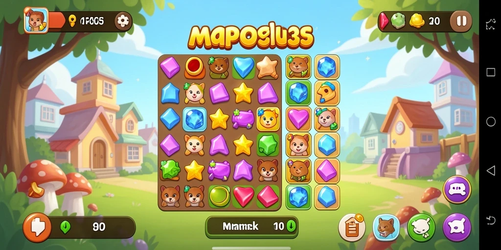 Screenshot utama MPO555 menampilkan gameplay seru dan penuh warna dari Match-3.