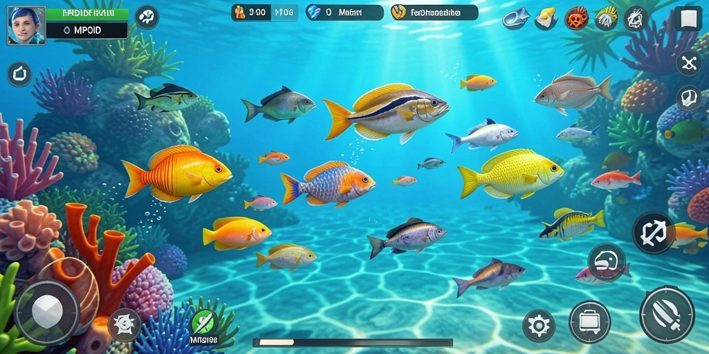Tangkapan layar MPOID menampilkan aksi menembak ikan yang seru.