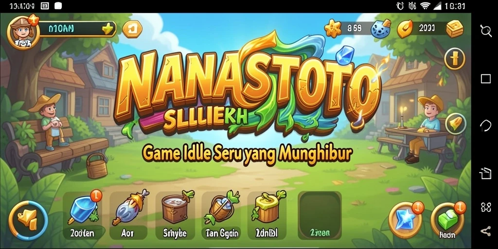 Screenshot NANASTOTO menampilkan gameplay Idle yang menarik dan penuh warna.
