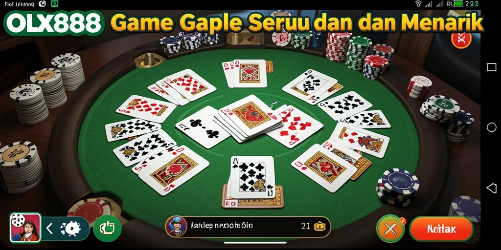 Screenshot OLX888 menunjukkan keseruan gameplay Gaple yang menghibur.