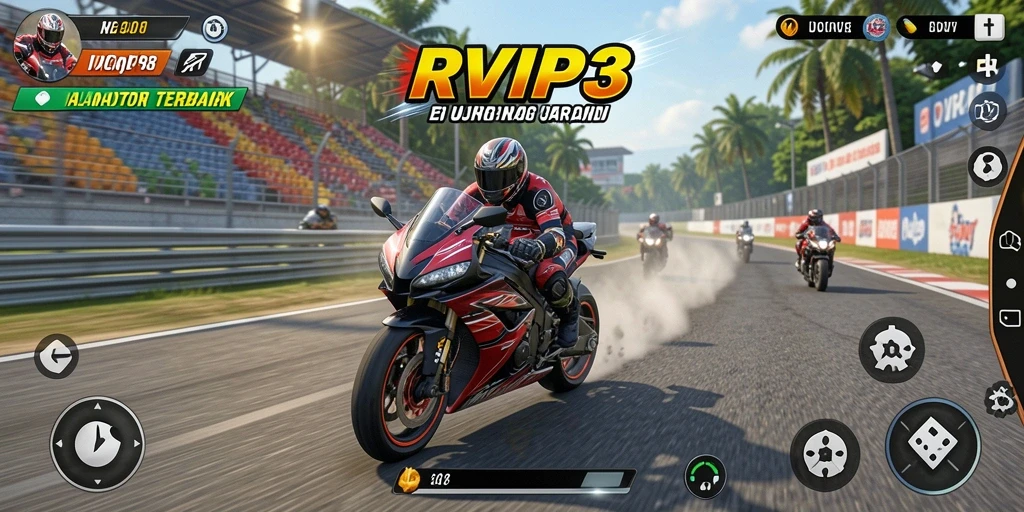 Tampilan menarik dari gameplay balapan motor RVIP3.